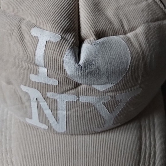I Love New York Trucker Hat Corduroy Snapback Cap Beige White Black OSFA NYC NY - Picture 4 of 12